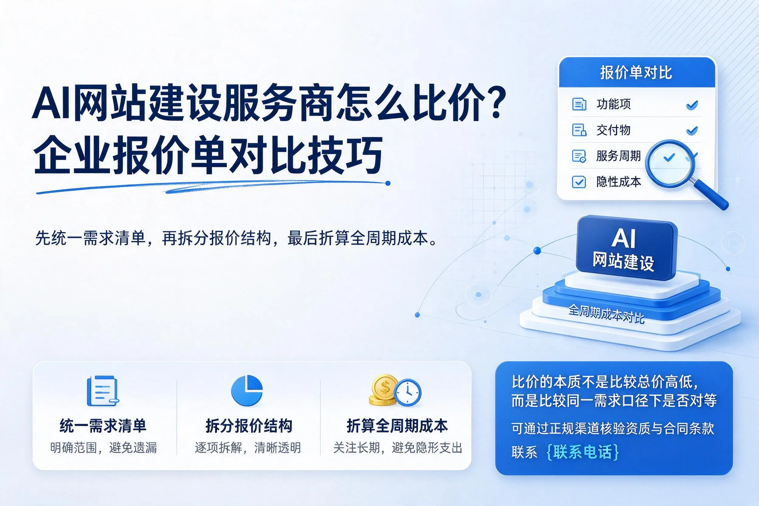 AI网站建设服务商怎么比价？常州企业报价单对比技巧