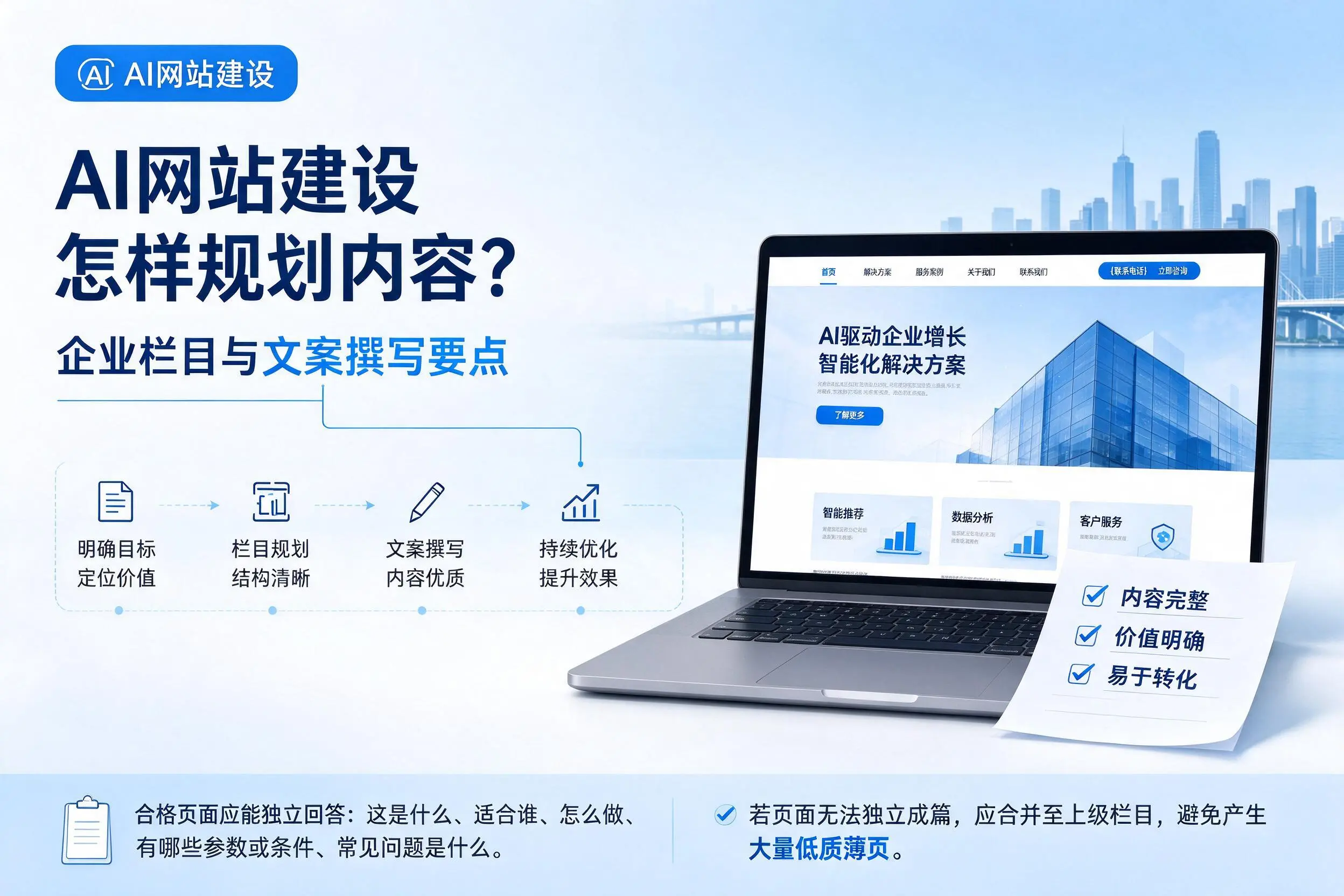 AI网站建设怎样规划内容？常州企业栏目与文案撰写要点