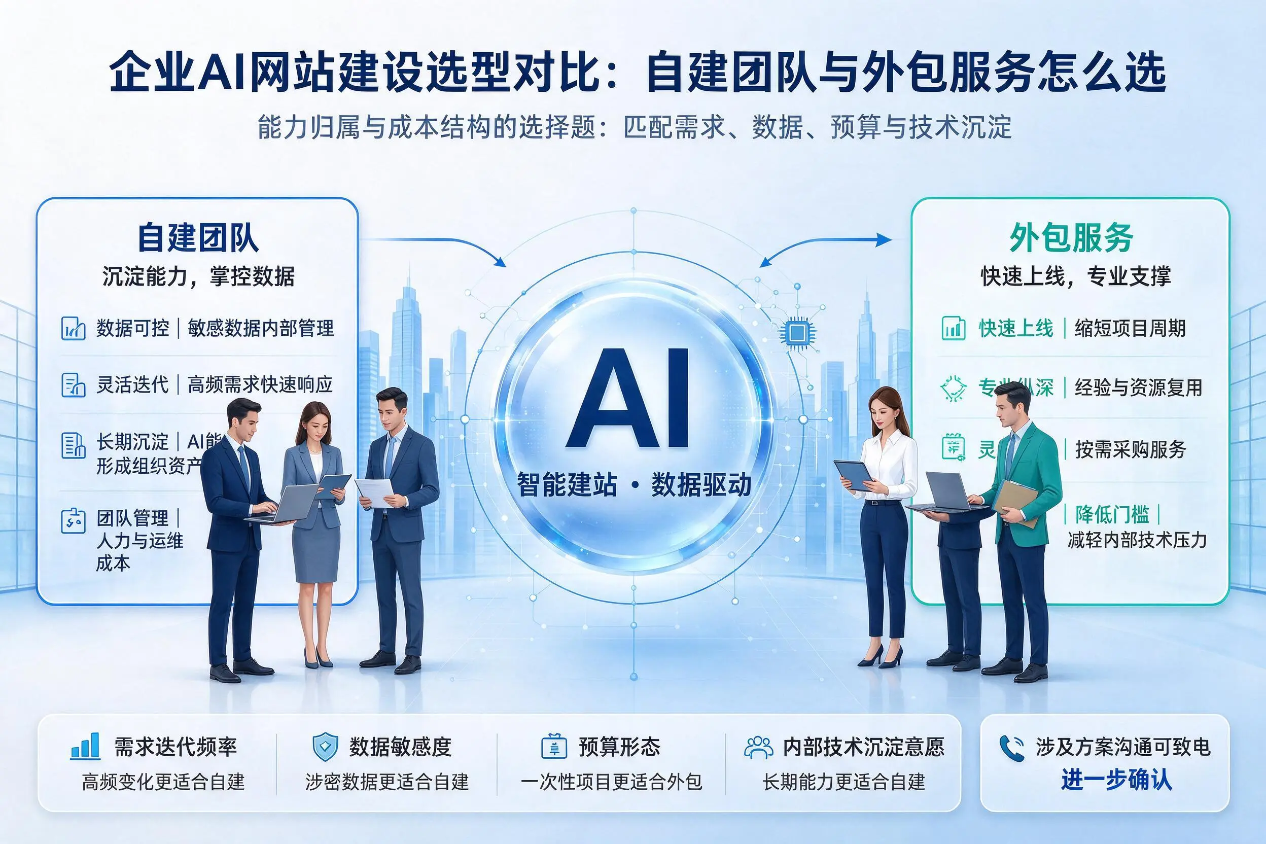 常州企业AI网站建设选型对比：自建团队与外包服务怎么选